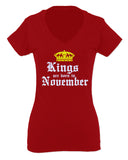 The Best Birthday Gift Kings are Born in November For Women V neck fitted T Shirt