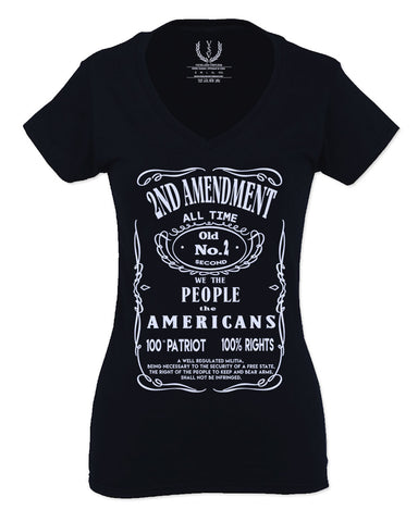 Second 2nd Amendment American Patriot Militia Guns Rights For Women V neck fitted T Shirt