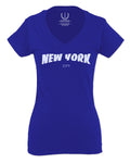 Cool Skateboarding New York City Fonts Good Vibe Graphic For Women V neck fitted T Shirt
