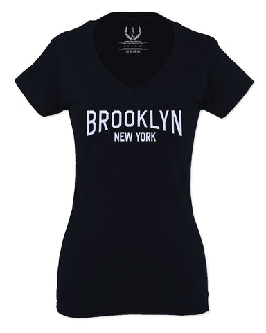 Vintage New York Brooklyn NYC Cool Hipster Street wear For Women V neck fitted T Shirt
