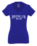 Vintage New York Brooklyn NYC Cool Hipster Street wear For Women V neck fitted T Shirt