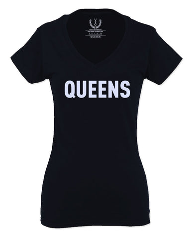 New York Queens NYC Cool City Hipster Lennon Street wear For Women V neck fitted T Shirt