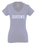 New York Queens NYC Cool City Hipster Lennon Street wear For Women V neck fitted T Shirt
