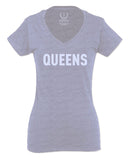 New York Queens NYC Cool City Hipster Lennon Street wear For Women V neck fitted T Shirt