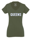 New York Queens NYC Cool City Hipster Lennon Street wear For Women V neck fitted T Shirt
