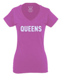 New York Queens NYC Cool City Hipster Lennon Street wear For Women V neck fitted T Shirt