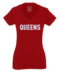 New York Queens NYC Cool City Hipster Lennon Street wear For Women V neck fitted T Shirt