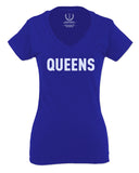 New York Queens NYC Cool City Hipster Lennon Street wear For Women V neck fitted T Shirt