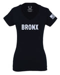 White Fonts New York Bronx NYC America Hipster Street For Women V neck fitted T Shirt