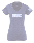 White Fonts New York Bronx NYC America Hipster Street For Women V neck fitted T Shirt