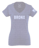 White Fonts New York Bronx NYC America Hipster Street For Women V neck fitted T Shirt