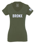 White Fonts New York Bronx NYC America Hipster Street For Women V neck fitted T Shirt