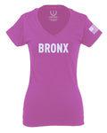 White Fonts New York Bronx NYC America Hipster Street For Women V neck fitted T Shirt