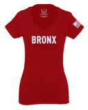 White Fonts New York Bronx NYC America Hipster Street For Women V neck fitted T Shirt