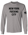 Black Fonts New York Fucking City NYC American Flag America Cool Street mens Long sleeve t shirt