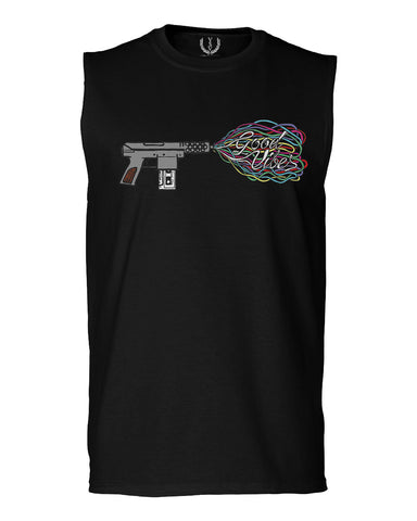 Cool Graphic Good Vibes Cassette Gun Music Love men Muscle Tank Top sleeveless t shirt