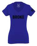 Black Fonts New York Bronx NYC Cool City Street wear For Women V neck fitted T Shirt