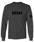 Black Fonts New York Bronx NYC Cool City Street wear mens Long sleeve t shirt
