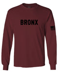 Black Fonts New York Bronx NYC Cool City Street wear mens Long sleeve t shirt