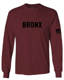 Black Fonts New York Bronx NYC Cool City Street wear mens Long sleeve t shirt