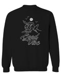 Front Good Vibe Bones Hand Shaka Cool Summer surf Beach Hipster Graphic men's Crewneck Sweatshirt
