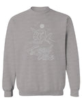 Front Good Vibe Bones Hand Shaka Cool Summer surf Beach Hipster Graphic men's Crewneck Sweatshirt