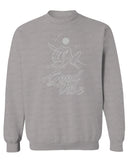 Front Good Vibe Bones Hand Shaka Cool Summer surf Beach Hipster Graphic men's Crewneck Sweatshirt