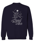 Front Good Vibe Bones Hand Shaka Cool Summer surf Beach Hipster Graphic men's Crewneck Sweatshirt