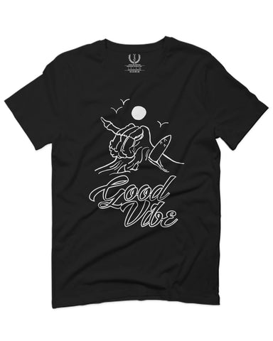 Front Good Vibe Bones Hand Shaka Cool Summer surf Beach Hipster Graphic For men T Shirt