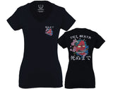 Demon Graphic Traditional Japanese Till Death For Women V neck fitted T Shirt