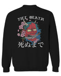 Front Demon Graphic Traditional Japanese Till Death Good Vibes men's Crewneck Sweatshirt