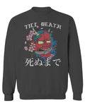 Front Demon Graphic Traditional Japanese Till Death Good Vibes men's Crewneck Sweatshirt