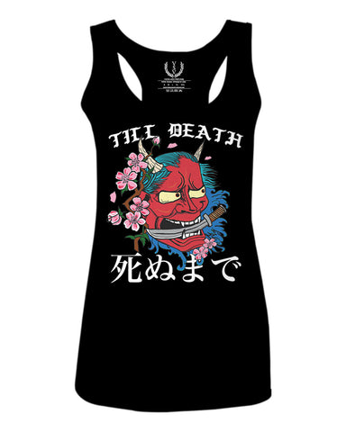 Front Demon Graphic Traditional Japanese Till Death Good Vibes  women's Tank Top sleeveless Racerback