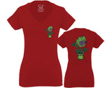 Funny 420 Stoned Day Weed Marijuana Kush Pot Leaf Cannabis Plant For Women V neck fitted T Shirt