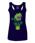 Front Funny 420 Stoned Day Weed Marijuana Pot Leaf Cannabis Plant  women's Tank Top sleeveless Racerback