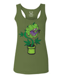Front Funny 420 Stoned Day Weed Marijuana Pot Leaf Cannabis Plant  women's Tank Top sleeveless Racerback