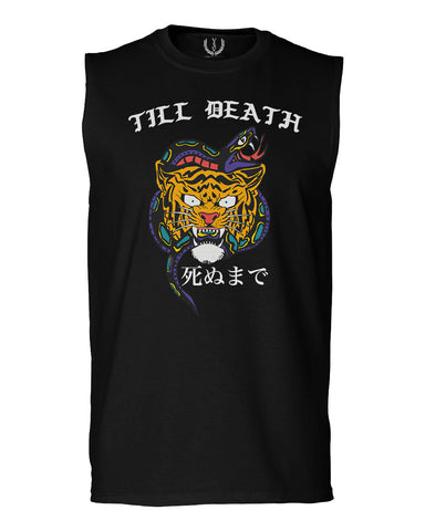 Front Tiger Graphic Japanese Till Death Good Vibes OBEI Society men Muscle Tank Top sleeveless t shirt