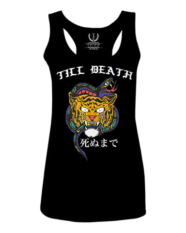 Front Tiger Graphic Japanese Till Death Good Vibes OBEI Society  women's Tank Top sleeveless Racerback