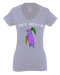 Front Good Vibe Summer Palm Graphic Til Death Cool Bones Surf Society For Women V neck fitted T Shirt