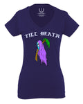 Front Good Vibe Summer Palm Graphic Til Death Cool Bones Surf Society For Women V neck fitted T Shirt