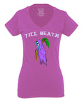 Front Good Vibe Summer Palm Graphic Til Death Cool Bones Surf Society For Women V neck fitted T Shirt