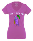 Front Good Vibe Summer Palm Graphic Til Death Cool Bones Surf Society For Women V neck fitted T Shirt