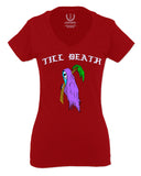 Front Good Vibe Summer Palm Graphic Til Death Cool Bones Surf Society For Women V neck fitted T Shirt