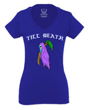 Front Good Vibe Summer Palm Graphic Til Death Cool Bones Surf Society For Women V neck fitted T Shirt