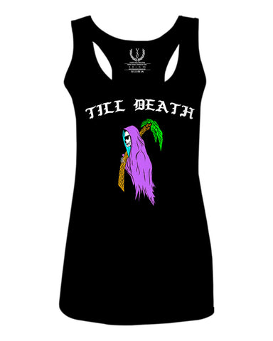 Front Good Vibe Summer Palm Graphic Til Death Cool Bones Surf Society  women's Tank Top sleeveless Racerback