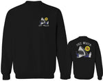 Front and Back Shark Summer Vibe Cool Graphic Surf Till Death Obei Society men's Crewneck Sweatshirt