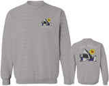 Front and Back Shark Summer Vibe Cool Graphic Surf Till Death Obei Society men's Crewneck Sweatshirt