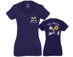 Front and Back Shark Summer Vibe Cool Graphic Surf Till Death Obei Society For Women V neck fitted T Shirt