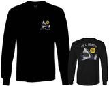 Front and Back Shark Summer Vibe Cool Graphic Surf Till Death Obei Society mens Long sleeve t shirt