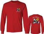 Front and Back Shark Summer Vibe Cool Graphic Surf Till Death Obei Society mens Long sleeve t shirt